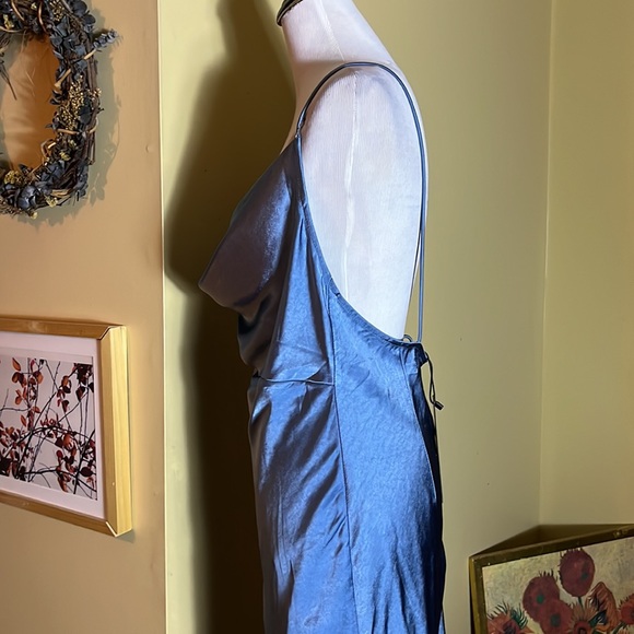 LIONESS Size XXL Slinky Draped Front Spaghetti Strap Midi-Dress Satin $179 NEW - Picture 11 of 17